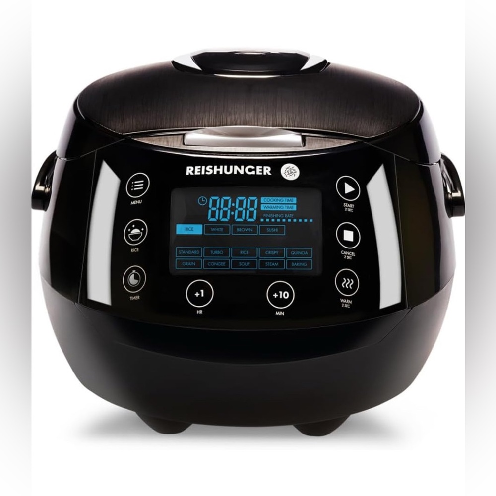 Reishunger Digital Rice Cooker - 8 Cups, 12 Programs, Timer, Non-Stick
